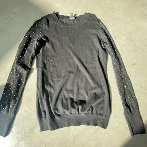 Express Black Crewneck with Gold beads on arms